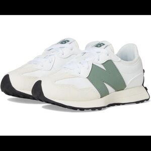 New Balance White and Olive Sneakers